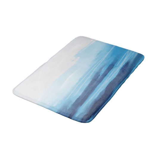 Blauwe Oceaan Waterverf Abstract Zee Monogram Badmat (Gekanteld)