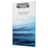 Blauwe Oceaan Waterverf Abstract Zee Monogram Klembord (Links)