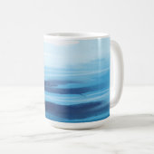 Blauwe Oceaan Waterverf Abstract Zee Monogram Koffiemok (Voorkant rechts)