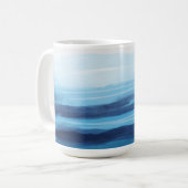 Blauwe Oceaan Waterverf Abstract Zee Monogram Koffiemok (Voorkant links)