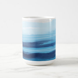 Blauwe Oceaan Waterverf Abstract Zee Monogram Koffiemok