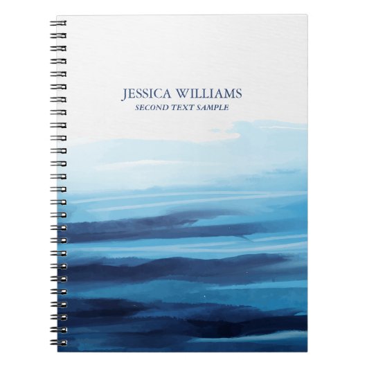 Blauwe Oceaan Waterverf Abstract Zee Monogram Notitieboek (Voorkant)