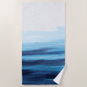 Blauwe Oceaan Waterverf Abstract Zee Monogram Strandlaken (Voorkant)