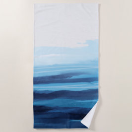 Blauwe Oceaan Waterverf Abstract Zee Monogram Strandlaken