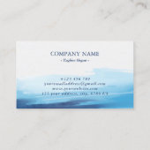 Blauwe Oceaan Waterverf Abstract Zee Monogram Visitekaartje (Achterkant)