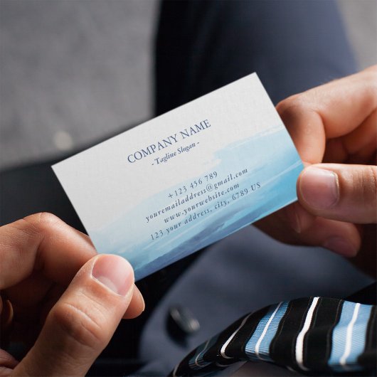 Blauwe Oceaan Waterverf Abstract Zee Monogram Visitekaartje