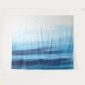 Blauwe Oceaan Waterverf Abstract Zee Monogram Wandkleed (Voorkant (horizontaal))