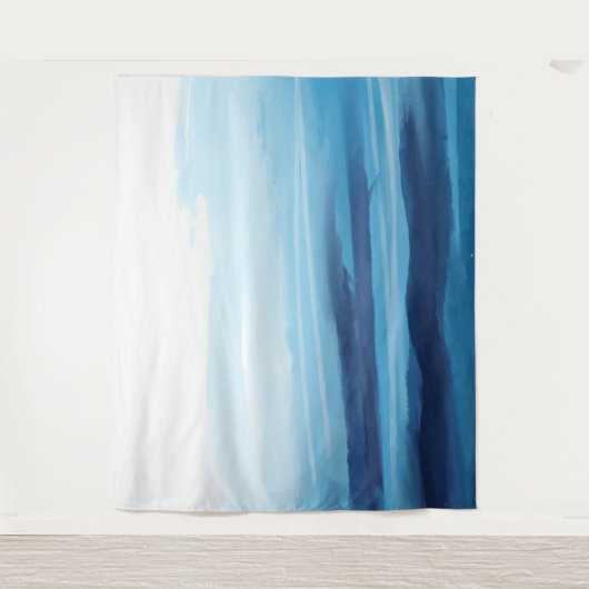 Blauwe Oceaan Waterverf Abstract Zee Monogram Wandkleed (Voorkant)