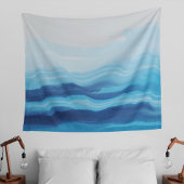 Blauwe Oceaan Waterverf Abstract Zee Monogram Wandkleed