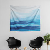 Blauwe Oceaan Waterverf Abstract Zee Monogram Wandkleed