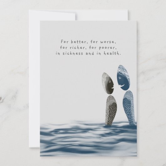 Blauwe oceaan Waterverf Kuststrand bruiloft Kaart (Voorkant)