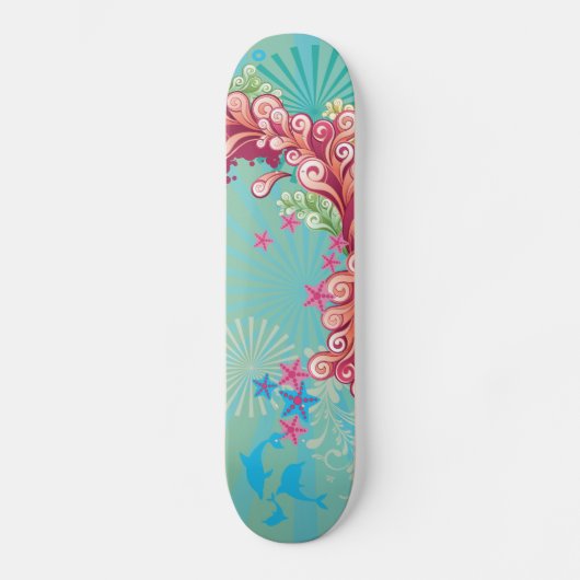 Blauwe oceaan wervelingen ontwerp meisjes skateboa skateboard (Voorkant)