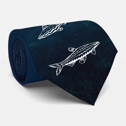 Blauwe oceaan Witte lijn Kunstdas Stropdas (Opgerold)