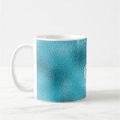 Blauwe oceaan witte monogram koffiemok (Links)