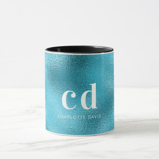 Blauwe oceaan witte monogram mok (Midden)