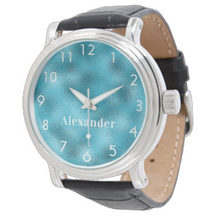 Blauwe oceaan witte naam horloge