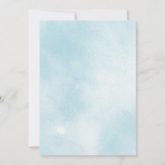 Blauwe Oceaan & Zandstrand Monogram Bruiloft Kaart (Achterkant)