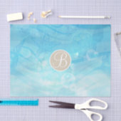 Blauwe Oceaan Zee Schelpen Strand Monogram Beginle Tissuepapier (Craft)