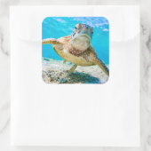 Blauwe oceaan zee schildpad gezicht voor sticker (Tas)