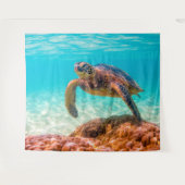 Blauwe oceaan zee schildpad wandkleed (Voorkant (horizontaal))