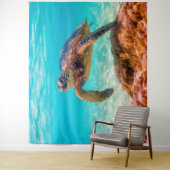 Blauwe oceaan zee schildpad wandkleed (In situ)