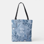 Blauwe Oceaan Zeeleven Kust Monogram Test Tote Bag (Achterkant)