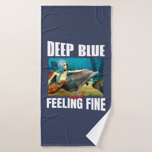 Blauwe Oceaan Zeemeermin Dolfijn Kunst Badhanddoek (Badhanddoek)