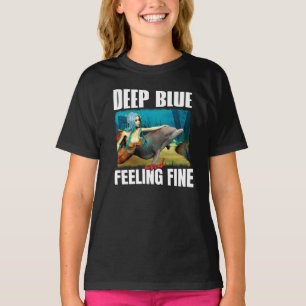 Blauwe Oceaan Zeemeermin Dolfijn Kunst T-shirt
