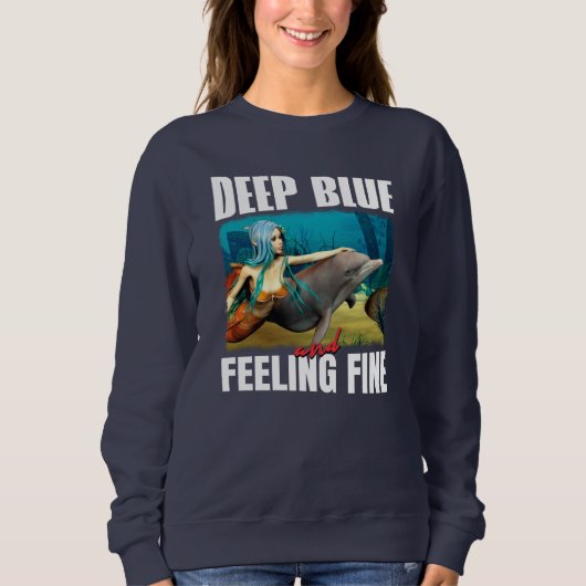 Blauwe Oceaan Zeemeermin Dolfijn Kunst Trui (Voorkant)