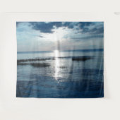 Blauwe Oceaan Zonsondergang Blauwe Wolken Tapestry Wandkleed (Voorkant (horizontaal))