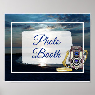 Blauwe Oceaan Zonsondergang Foto Booth Huwelijk Bo Poster