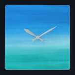 Blauwe oceaanblauwgroen Geen nummers Vierkante Klok<br><div class="desc">Dit ontwerp is voorzien van een beachy waterverf oceaanblauw/groene achtergrond zonder cijfers om af te leiden van het uitzicht! Klik de aanpassingsknoop voor opties om tekst toe te voegen! De variaties van dit ontwerp, extra kleuren, evenals de coördinerende producten zijn beschikbaar in onze winkel, zazzle.com/store/doodlelulu. Neem contact met ons op...</div>