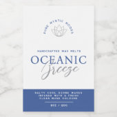 Blauwe oceaanbries geurende was smelt productlabel wijn etiket (Enkel label)