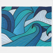 Blauwe Oceaangolf Abstracte Lijnkunst Ontwerp Fleece Deken (Voorkant (Horizontaal))