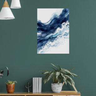 Blauwe Oceaangolf Abstracte Poster