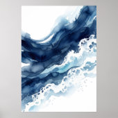 Blauwe Oceaangolf Abstracte Poster (Voorkant)