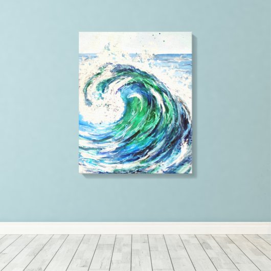 Blauwe Oceaangolf Canvas Afdruk (Insitu (Houten vloer))
