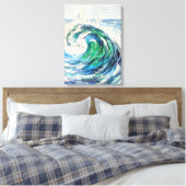 Blauwe Oceaangolf Canvas Afdruk (Insitu (Slaapkamer))
