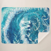 Blauwe oceaangolf II Sherpa Deken (Voorkant (horizontaal))