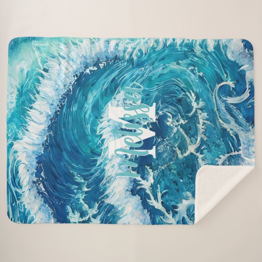 Blauwe oceaangolf II Sherpa Deken (Voorkant (horizontaal))