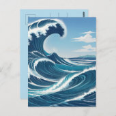 Blauwe oceaangolf met Blauwe Hemel Witte Wolk Briefkaart (Voorkant / Achterkant)