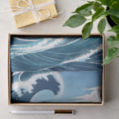 Blauwe oceaangolf met Blauwe Hemel Witte Wolk Tissuepapier (Geschenk)