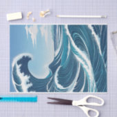 Blauwe oceaangolf met Blauwe Hemel Witte Wolk Tissuepapier (Craft)