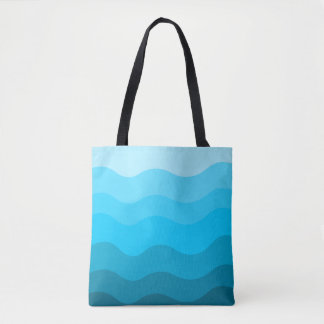Blauwe oceaangolfgradiënt tote bag