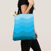 Blauwe oceaangolfgradiënt tote bag (Dichtbij)