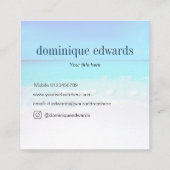 Blauwe oceaangolfstrand Scene Modern Monogram Squa Vierkante Visitekaartje (Achterkant)