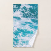 Blauwe oceaangolven bad handdoek (Handdoek)