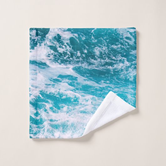 Blauwe oceaangolven bad handdoek (Wasdoekje)