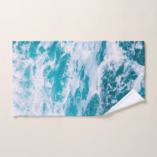 Blauwe oceaangolven bad handdoek (Handdoek)