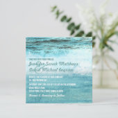 Blauwe oceaangolven Beach Wedding Invitations Kaart (Staand voorkant)